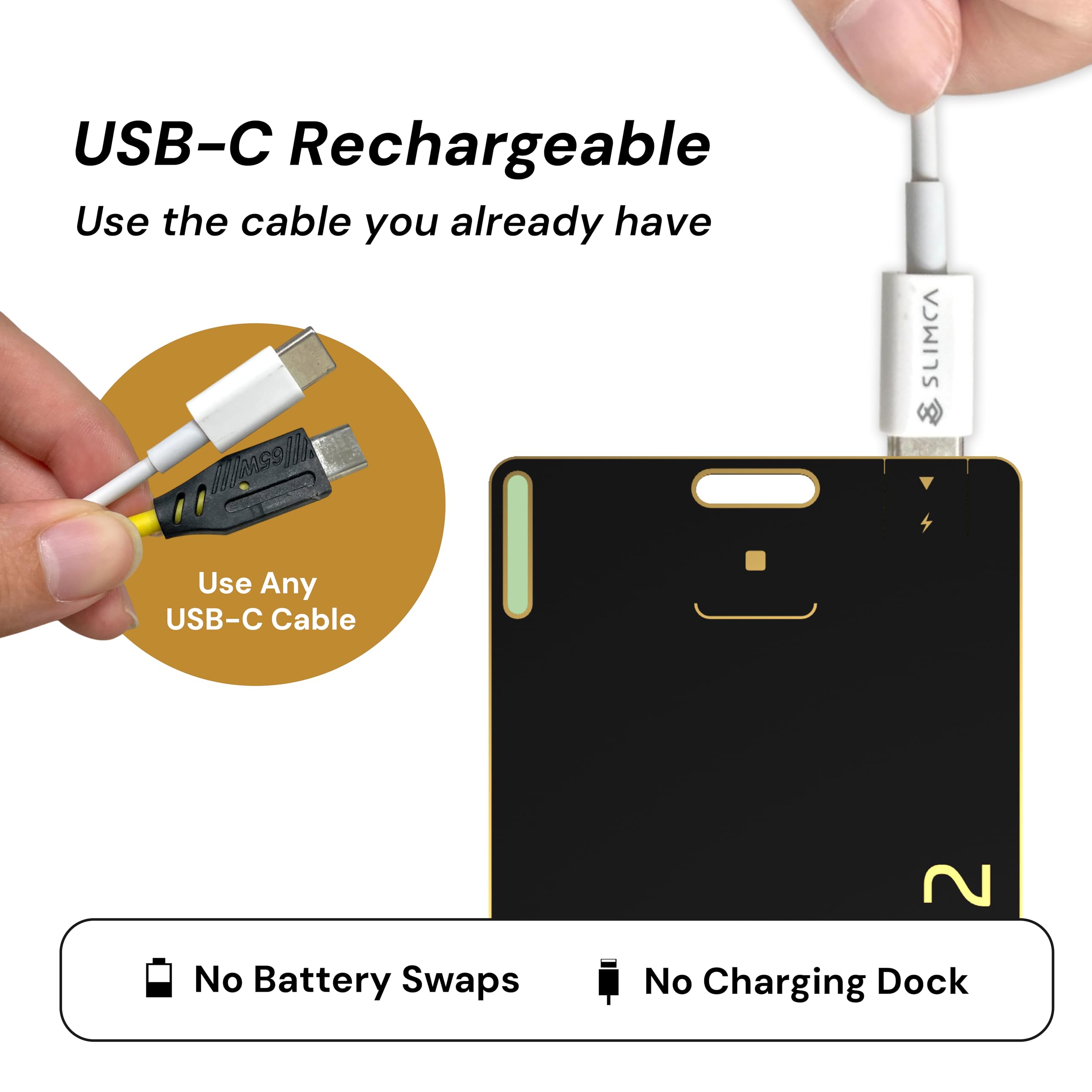 Slimca HERE 2 tarjetas de seguimiento para iOS y Android, compatible con dispositivos Apple Find My y Android, tarjeta recargable USB-C ultrafina de 1.3 mm, rastreador de equipaje para pasaporte