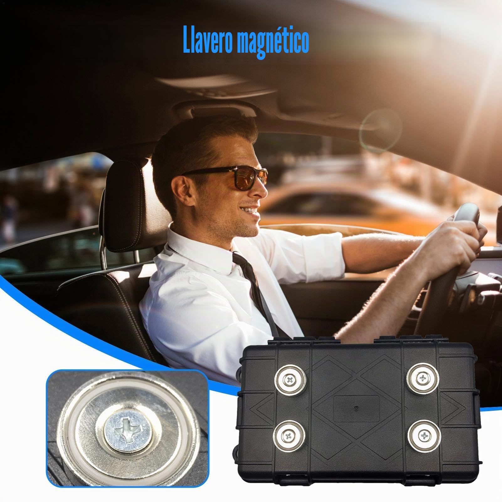 Caja magnética para debajo del coche, soporte para llaves para debajo del coche, caja portátil con acolchado, ocultador de llaves ligero para ocultar una llave en el exterior