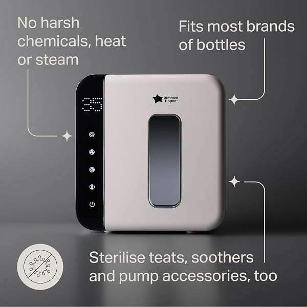 Tommee Tippee Ultra UV Steriliser, Dryer and Storage, Black, for Baby Bottles and Accessories, Steam-Free to Kill Viruses^ and 99.9% of Harmful Bacteria - 4
