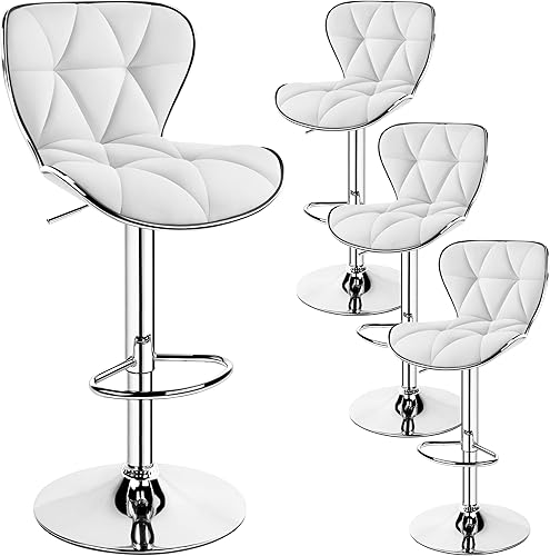 Miniatura 10 de Yaheetech Juego de 2 taburetes de bar, taburetes de bar ajustables de piel sintética con respaldo de concha, sillas de bar con reposapiés para Negro