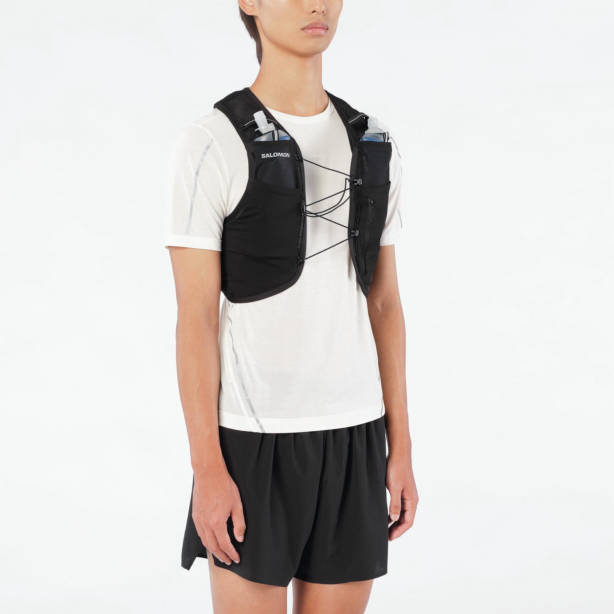 Salomon Adv Hydra Vest 4 Chaleco para correr con Flask incluido Unisex, Comodidad y estabilidad, Rápido acceso a la hidratación, Simplicidad