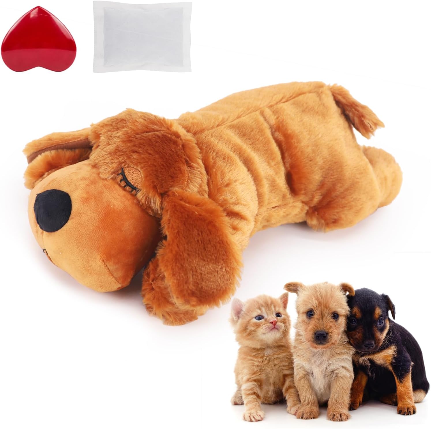 IFOYO Heartbeat Dog Toy, Dog Behavioral Aid Puppy Toys, Dog Comfort Toy for Behavioral Aid Crate Training, Heartbeat Stuffed Animal Toy for Dog Anxiety Relief and Calming Aid (Brown)