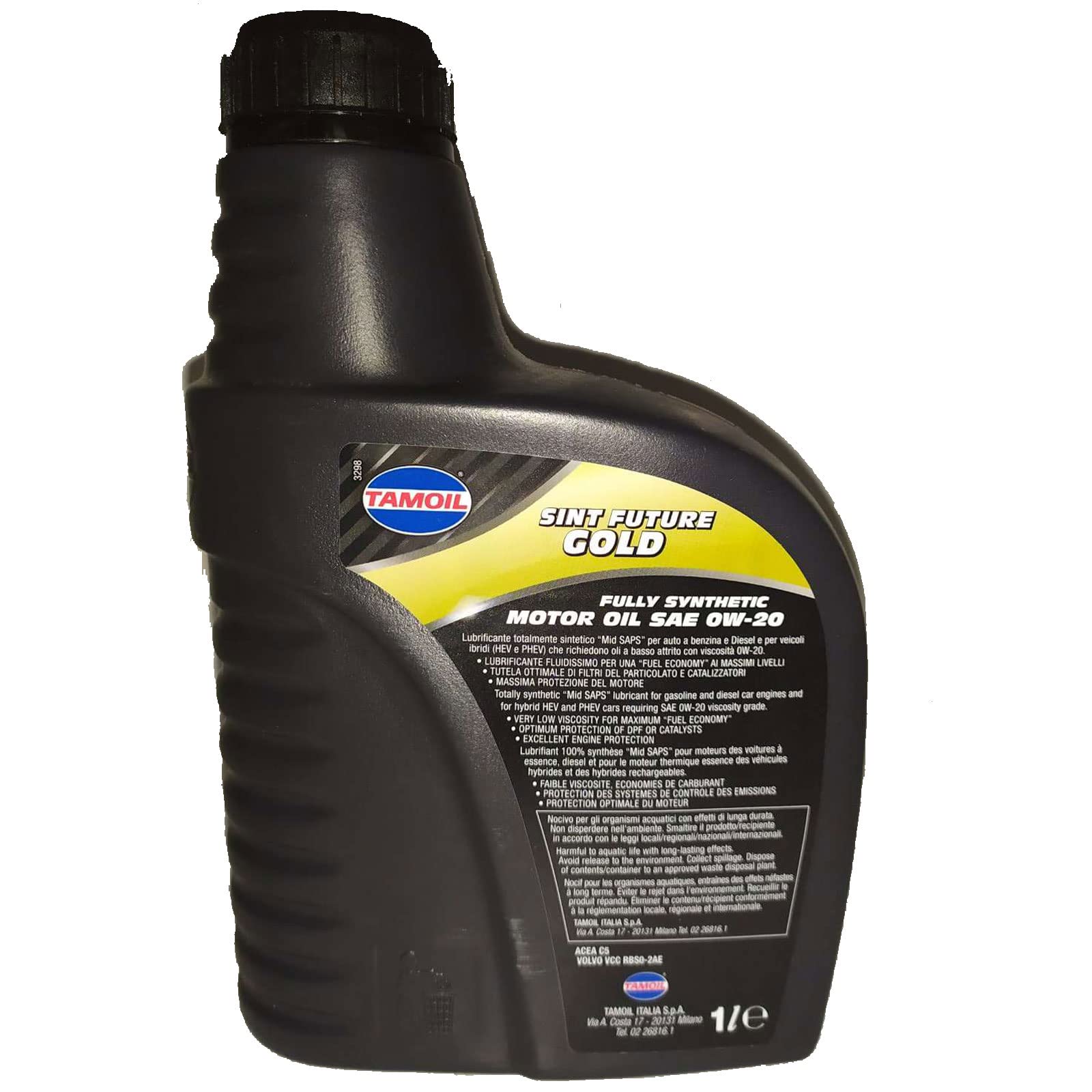 TAMOIL Olio Motore 0W20 Sint Future Gold SAE 5 Litri ACEA C5 per auto BENZINA DIESEL e IBRIDI. 100% SINTETICO