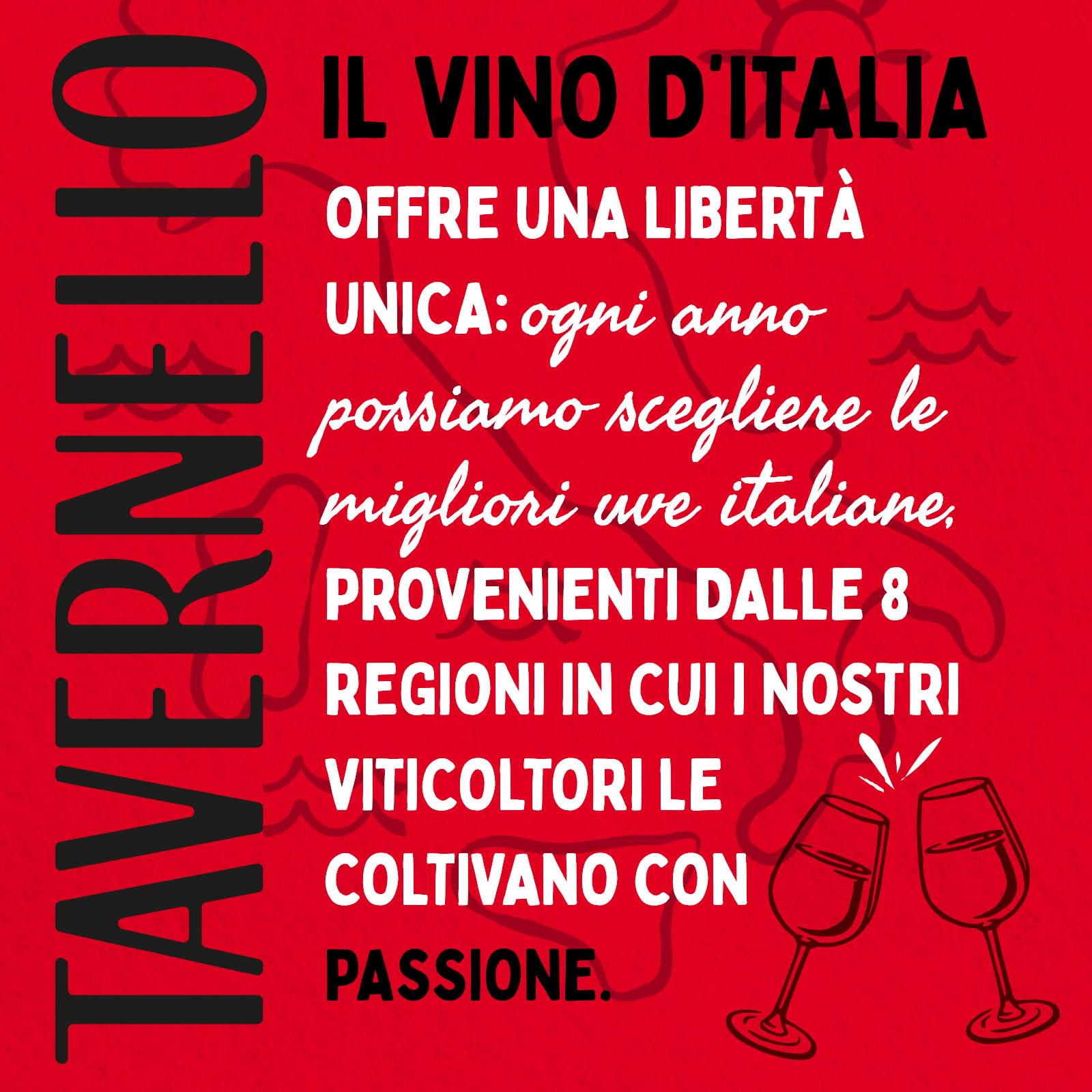 Tavernello Classico Vino Rosso d'Italia, Vino Equilibrato e Profumato, 11% Vol, Confezione con 12 Brik da 1 L