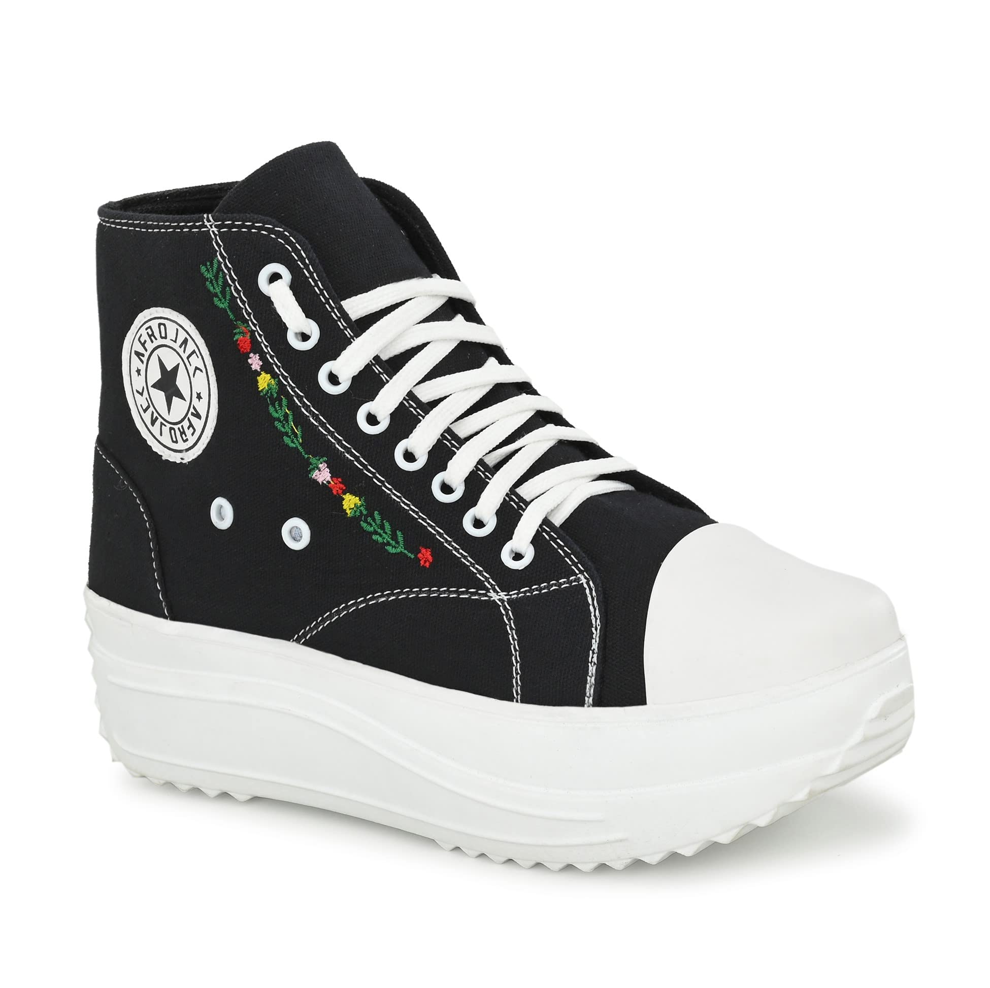 AFROJACK Womens Color Blocked Sneakers Shoe w4 (Black, numeric_5) (B0B8ZWZH66) Amazon Price History, Amazon Price Tracker