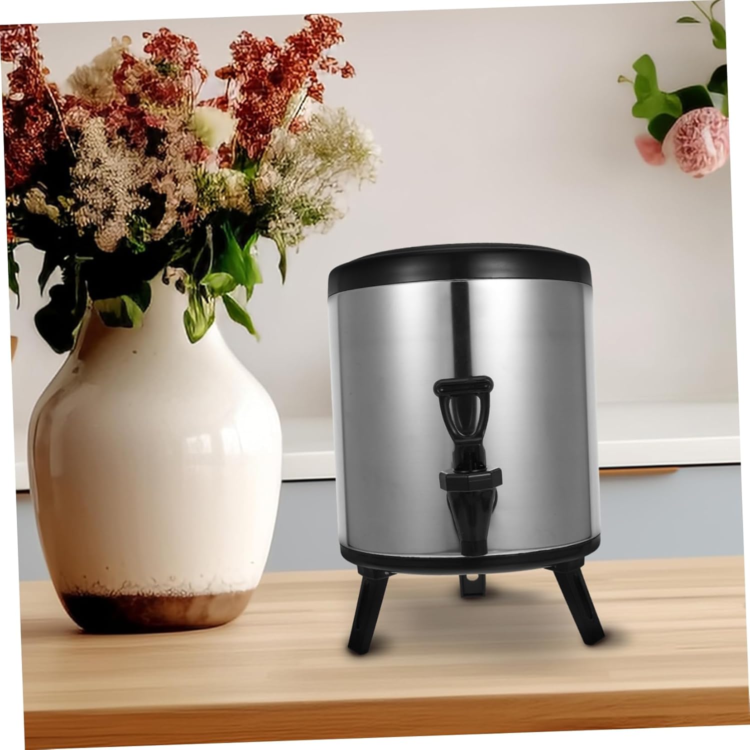 Carafe Drink Dispenser Stand Stainless Steel Insulated Server for Parties and Events