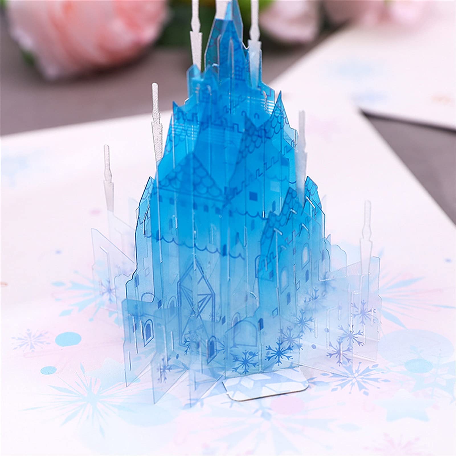 Grußkarte Geburtstagskarten 3d handgefertigte hohle Schnitzerei PVC Traum Kristall Castle Pop Up Papier Grußkarten Best Wunsch Postkarte Kinder Geburtstagsfeiergeschenk Geburtstagskarte