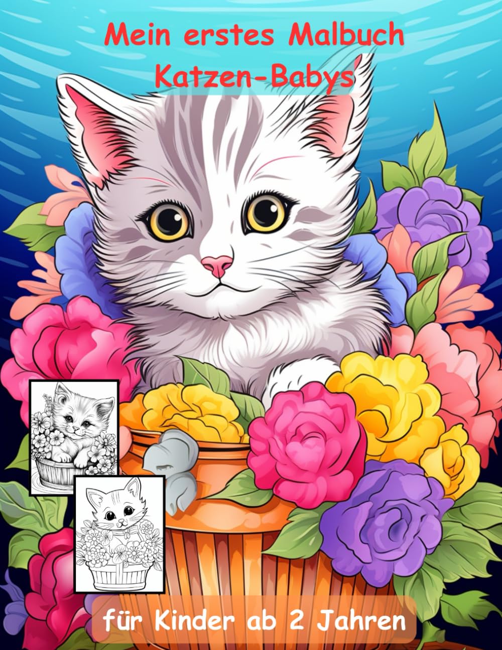 AUSZEIT Katzen-Babys im Blumen-Korb -Malbuch für Erwachsene und Kinder -Entspannung und Stressabbau: ein magisches Ausmalbuch mit 50 ausgewählten ... atemberaubende Motive -Anti-Stress -Blumen