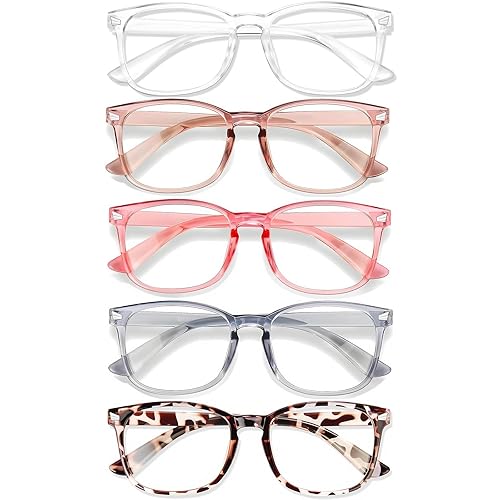 WINTOO Blue Light Glasses for Woman Men | 99% Blue Light Blocking Glasses for Computer Gaming TV Phone Screen Square Frame | Anti Eyestrain & UV Glare Protection - 5 Pair