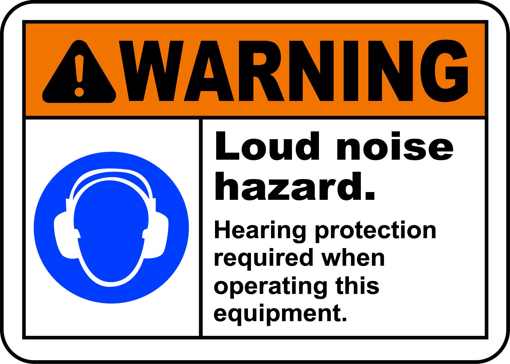 INDIGOS UG - Pegatinas - Seguridad - Advertencia - Hearing Protection Required Sign 127mmx89mm - Decal for Office - Oficina - Empresa - Escuela