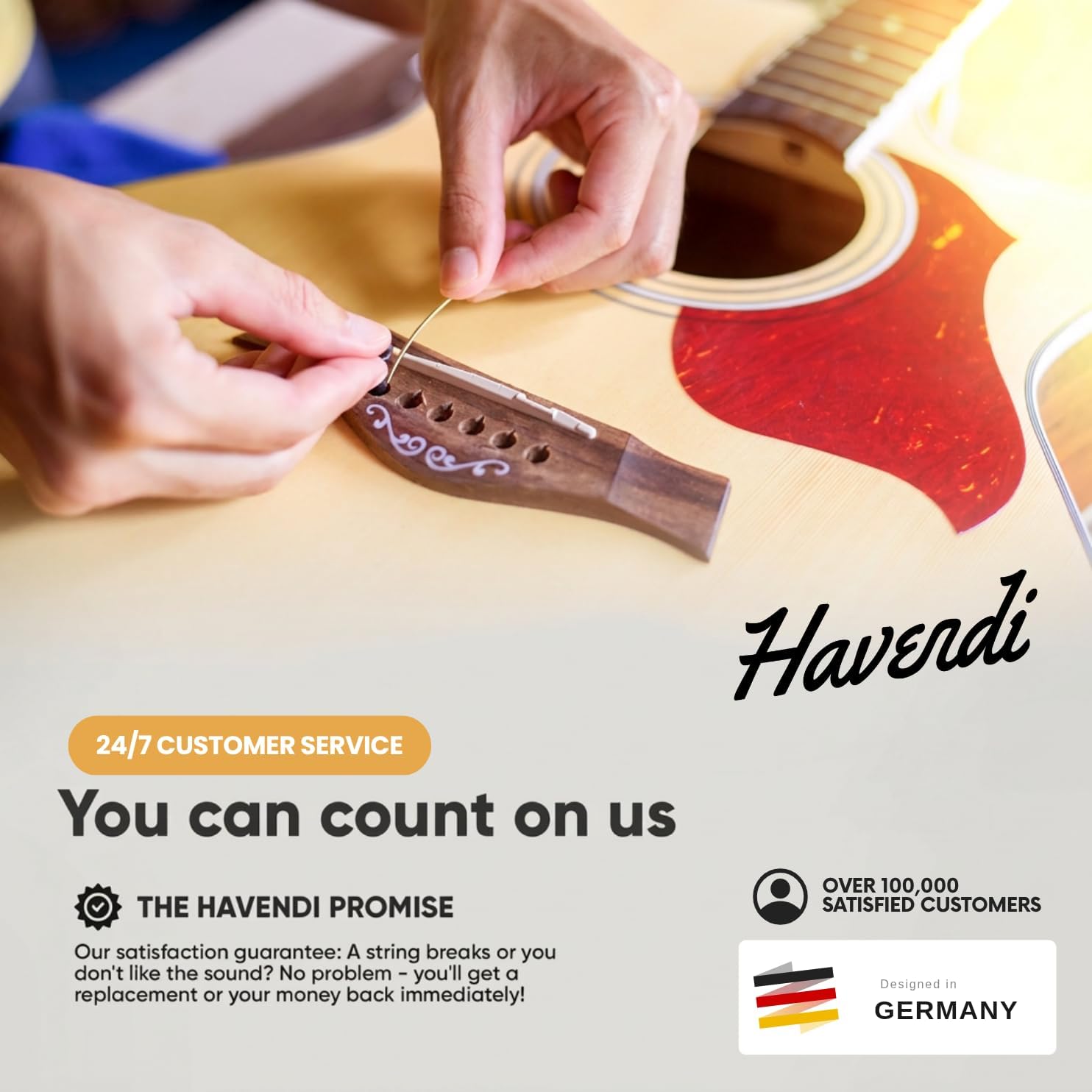 HAVENDI® Guitar Strings I Acoustic guitar strings with Phosphor Bronze Coating I Brilliant Sound Quality I Includes 3 Picks