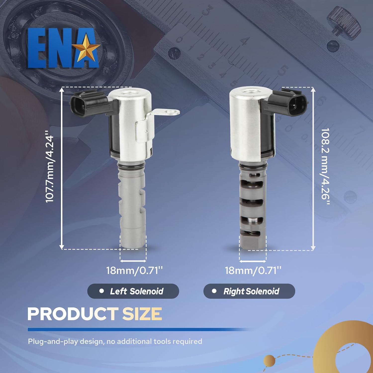 ENA Engine Variable Valve Timing Solenoid Compatible with Toyota Camry Highlander Avalon Lexus ES300 ES330 RX300 3.3L V6 1999-2010 Left Right Camshaft Position Actuator Solenoid for 917-211 Set of 2
