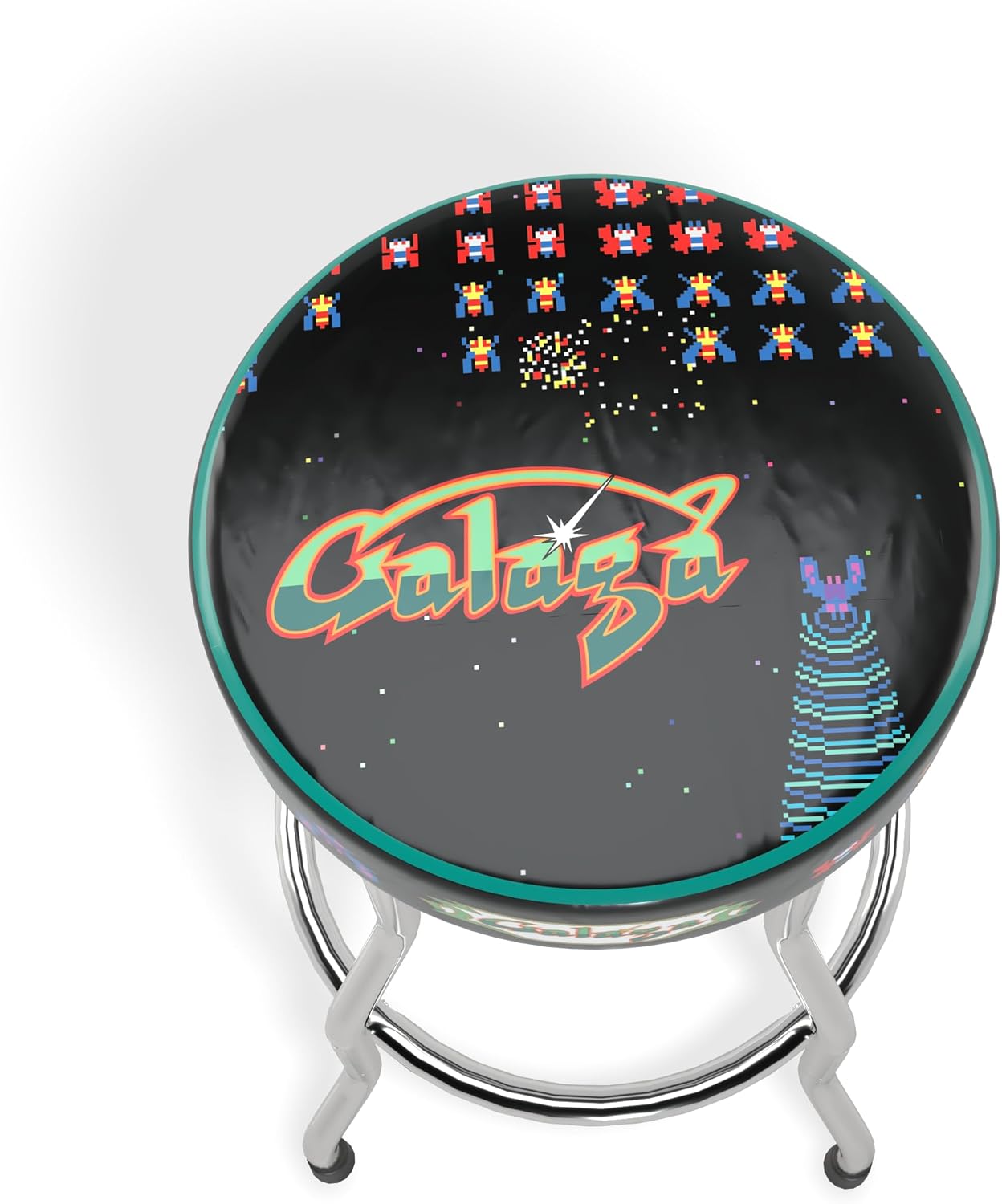 ARCADE1UP Officially Licensed Adjustable Stool with Chrome-Plated Steel Frame and High-Density Foam Padding for Supreme Gaming Comfort (Galaga)