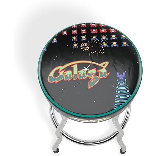 ARCADE1UP Officially Licensed Adjustable Stool with Chrome-Plated Steel Frame and High-Density Foam Padding for Supreme Gaming Comfort (Galaga)