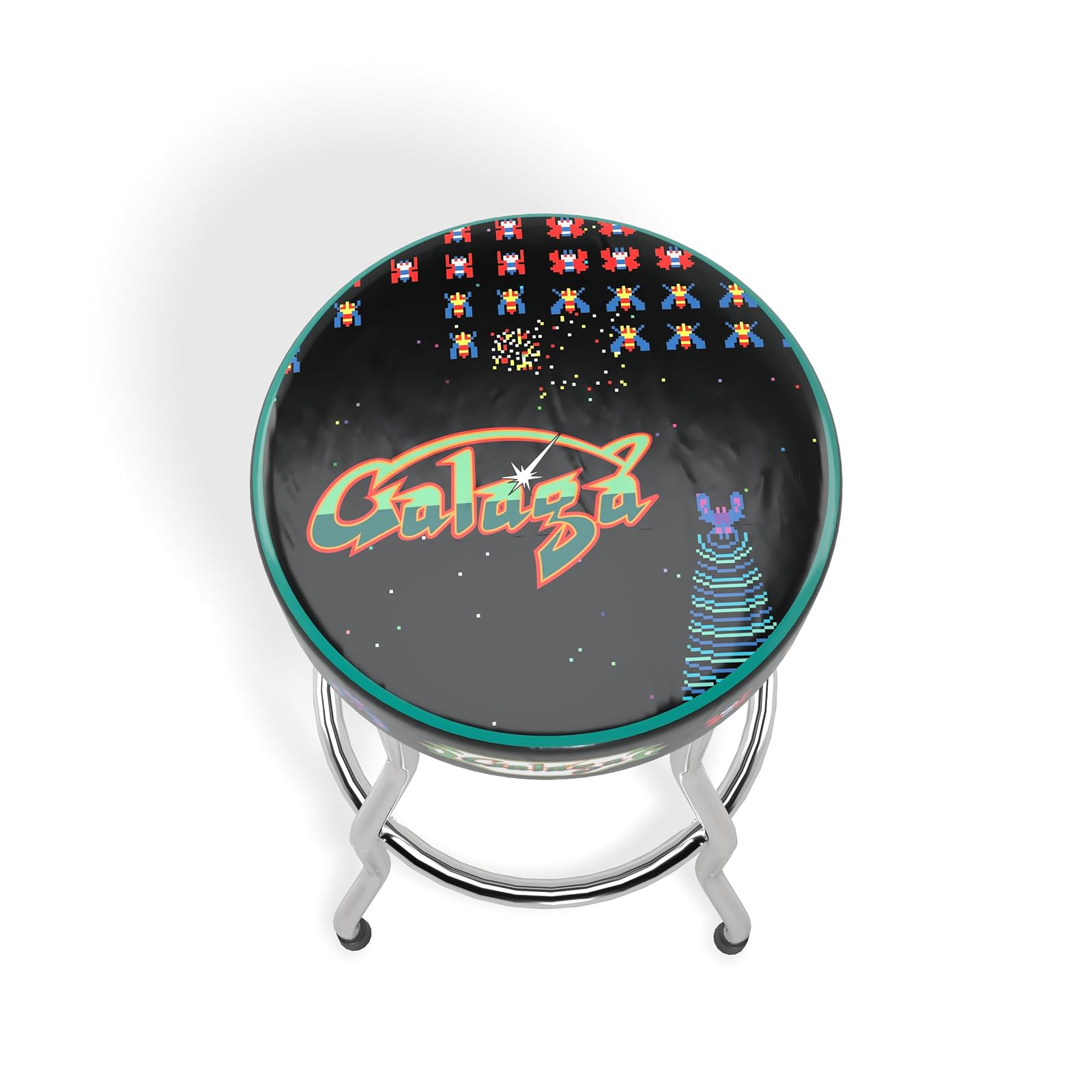 ARCADE1UP Officially Licensed Adjustable Stool with Chrome-Plated Steel Frame and High-Density Foam Padding for Supreme Gaming Comfort (Galaga)