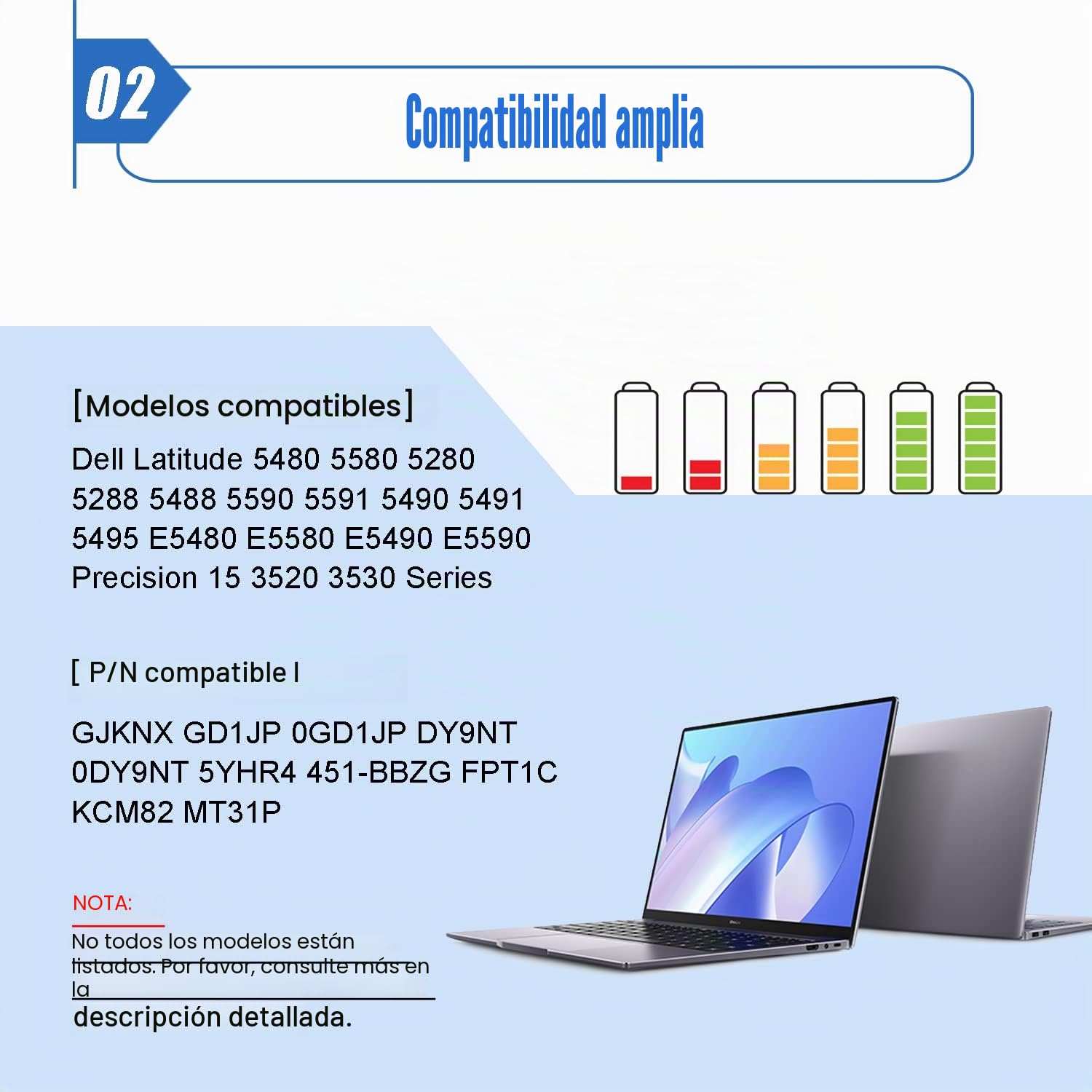 K KYUER 68WH GJKNX Batería para DELL Latitude 5280 5288 5290 5480 5488 5490 5491 5495 5580 5590 5591 Precision 15 3520 3530 Mobile Workstation GD1JP 5YHR4 FPT1C KCM82 MT31P DV9NT 451-BBZG 451-BBXV