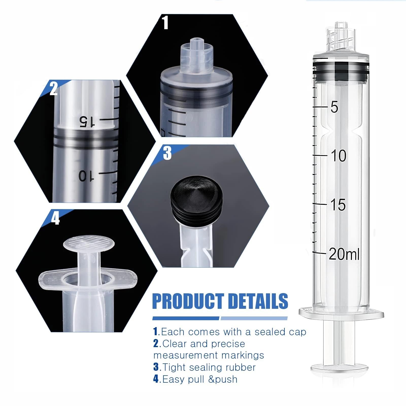 Lot de 50 seringues de 20 ml pour mesurer, nourrir les animaux domestiques, distribuer de l'huile et de la colle