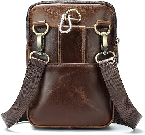 Miniatura 2 de Bolso de hombro para teléfono celular de cuero para hombre, cinturón para teléfono celular, bolsa de viaje de negocios, bolsa de mensajero