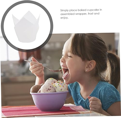 Miniatura 5 de PRETYZOOM 200 unidades de panadería para cupcakes, envoltorios de papel de loto para hornear, tazas de magdalenas, casos, tulipanes, mini muffins,