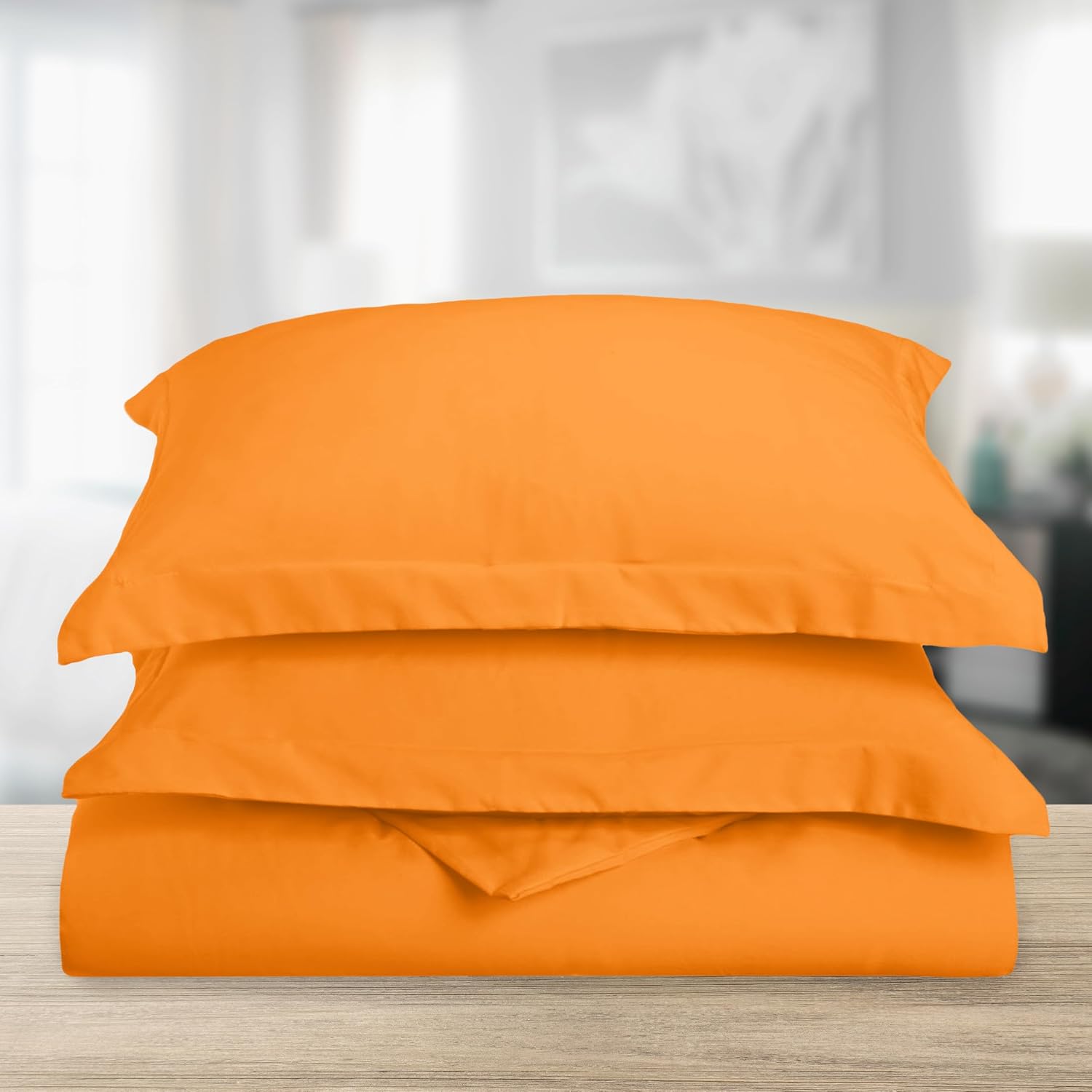 Mocassi Luxury Cal King Size 3-Piece Duvet Cover Set - 1800 Premium Hotel Quality Microfiber Button Closure Duvet Cover (No Comforter Included), 1 Duvet Cover 104x90 Inch and 2 Pillow Shams, Orange
