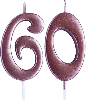 Rose 50th Birthday Candle, Number 60 Years Old Candles Cake Topper, Woman Or Man Party Decorations, Supplies