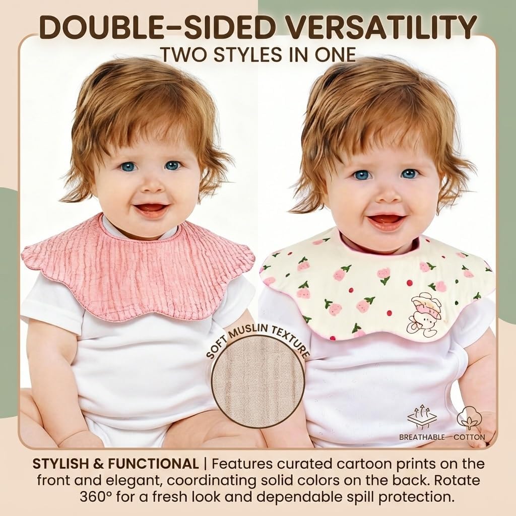 Baby Bibs Muslin Drool Teething Drooling Bibs for Baby Girl Boy Muslin Cotton