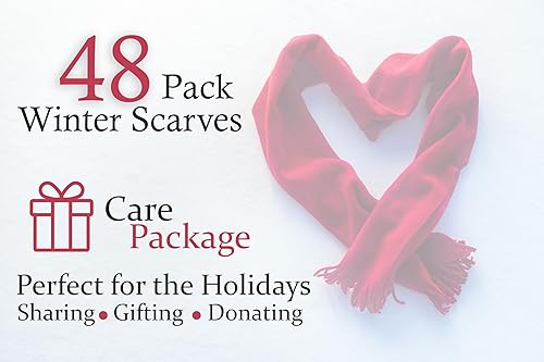 Miniatura 2 de Paquete de 48 bufandas de invierno, bufanda cálida de lana de invierno a granel donación al por mayor unisex hombres mujeres