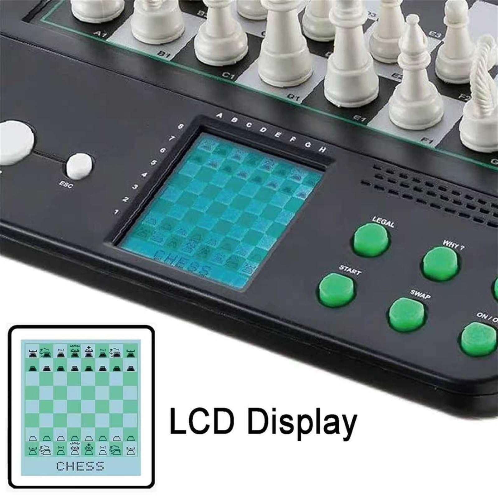 Elektroniczna szachownica, inteligentny elektroniczny zestaw szachowy, z magnetycznymi figurami i wyświetlaczem LCD, szachy z interakcją człowiek-maszyna, wyświetlacz pozycji figur, dla początkujący