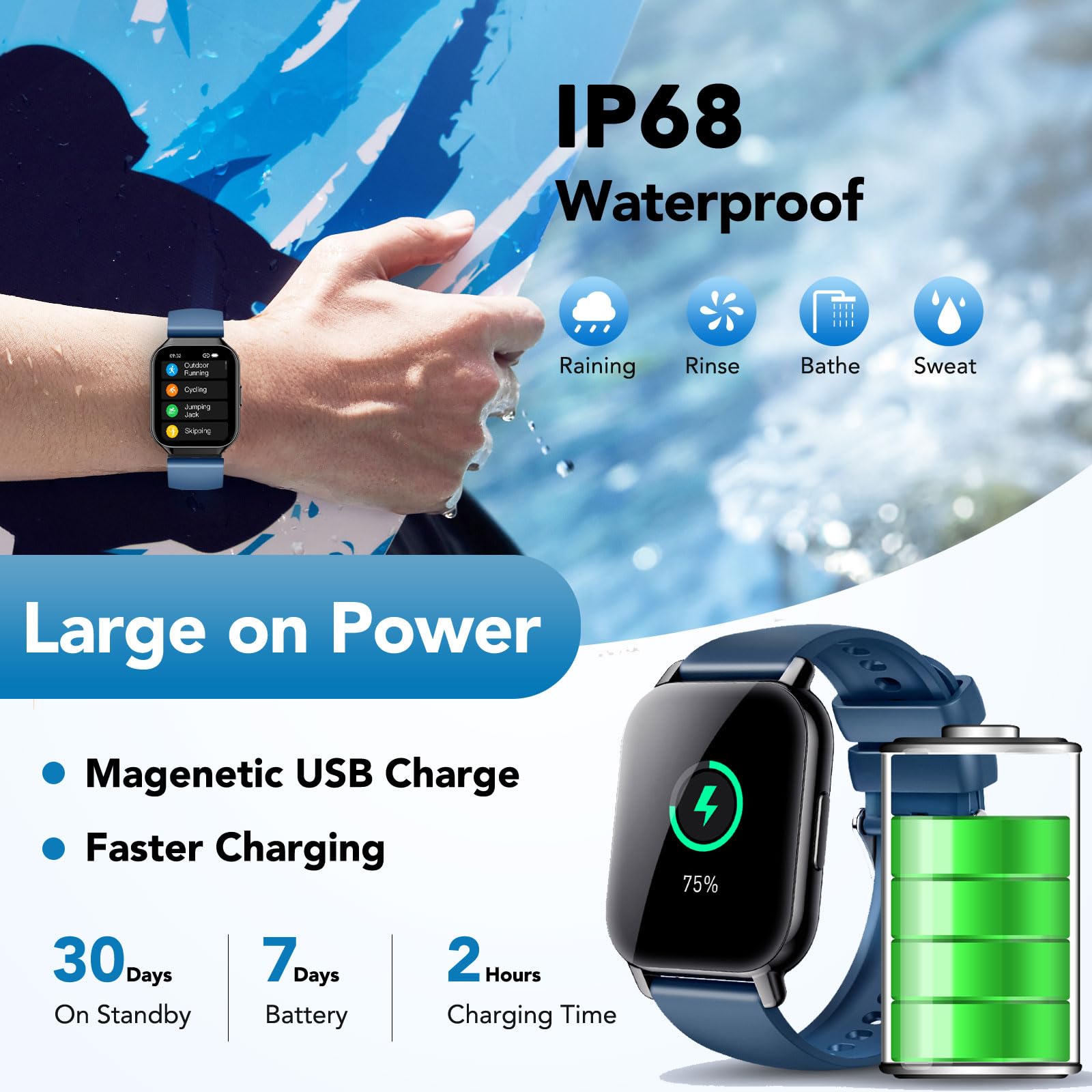 Gerafame Smartwatch,Orologio Uomo Donna,1,96" Orologio Smartwatch Donna Uomo, Cardiofrequenzimetro/Monitoraggio del Sonno, Smart Watch con 112 modalità sportive, IP68 Impermeabile per Android iOS