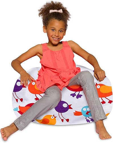 Miniatura 27 de Posh Beanbags - Sillón puff XL, 48 pulgadas, color gris jaspeado Gris brezo,Lienzo Animales Bosque Critters,Tela para colorear lienzo - Mundo