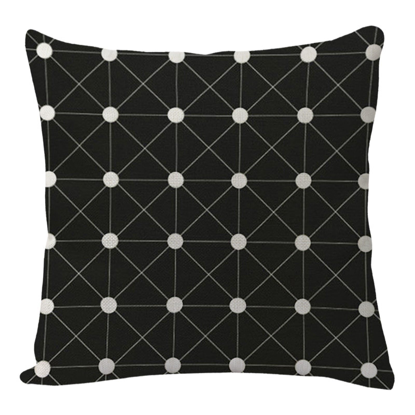 Wazylphin Cushion Covers Black Geometry Pillow Cases Cotton and Linen Cushions with Covers Included Zipper Sofa Cushions Soft Pillowcase Living Room Pillow Cover Bedroom Cushion Cover 80x80cm/1 Pack