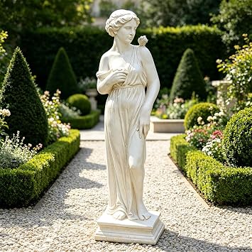 Outdoor Statue, Nymph Sculpture Goddess of Greek Mythology Roman Style for Garden Patio Yard Lawn Porch Decor, Ivory