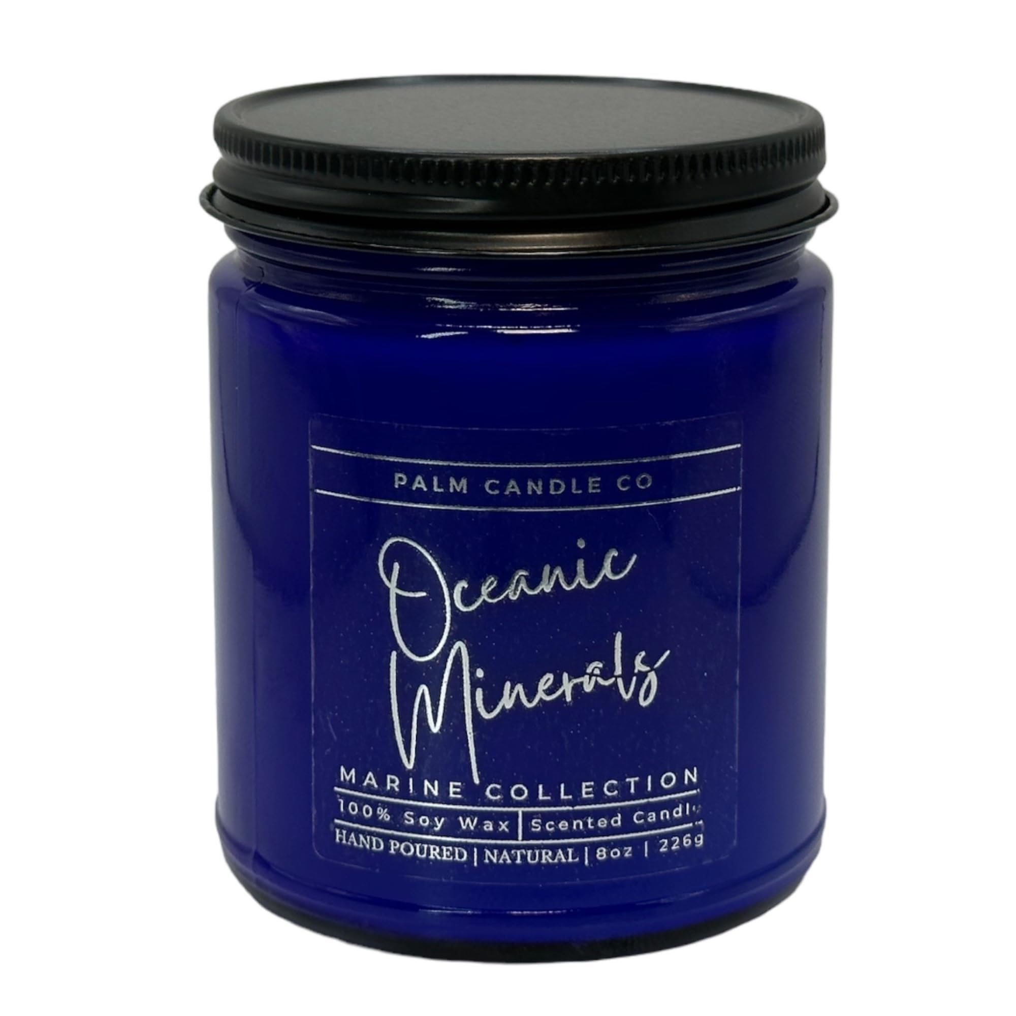 Palm candleTransform Your Space with Our Marine Collection 8 oz Aromatherapy Soy – The Ultimate Non-Toxic, Relaxing Scent Experience for Home and Office (Oceanic Minerals)