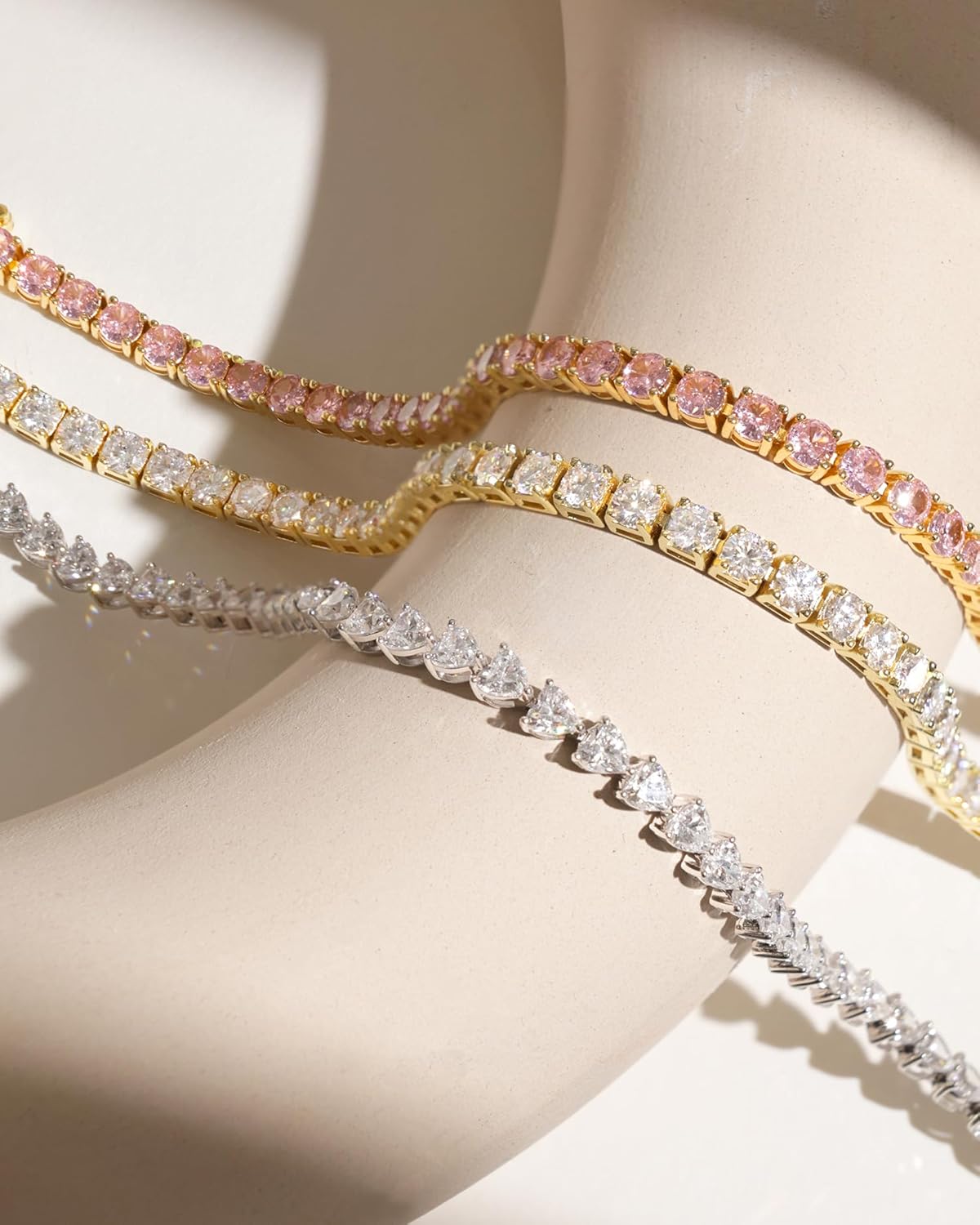 FANCIME 'Heartline' Sterling Silver Tennis Bracelet With Heart Shape CZ Fine Jewelry Anniversary Birthday Gifts for Women 7" - Image 4