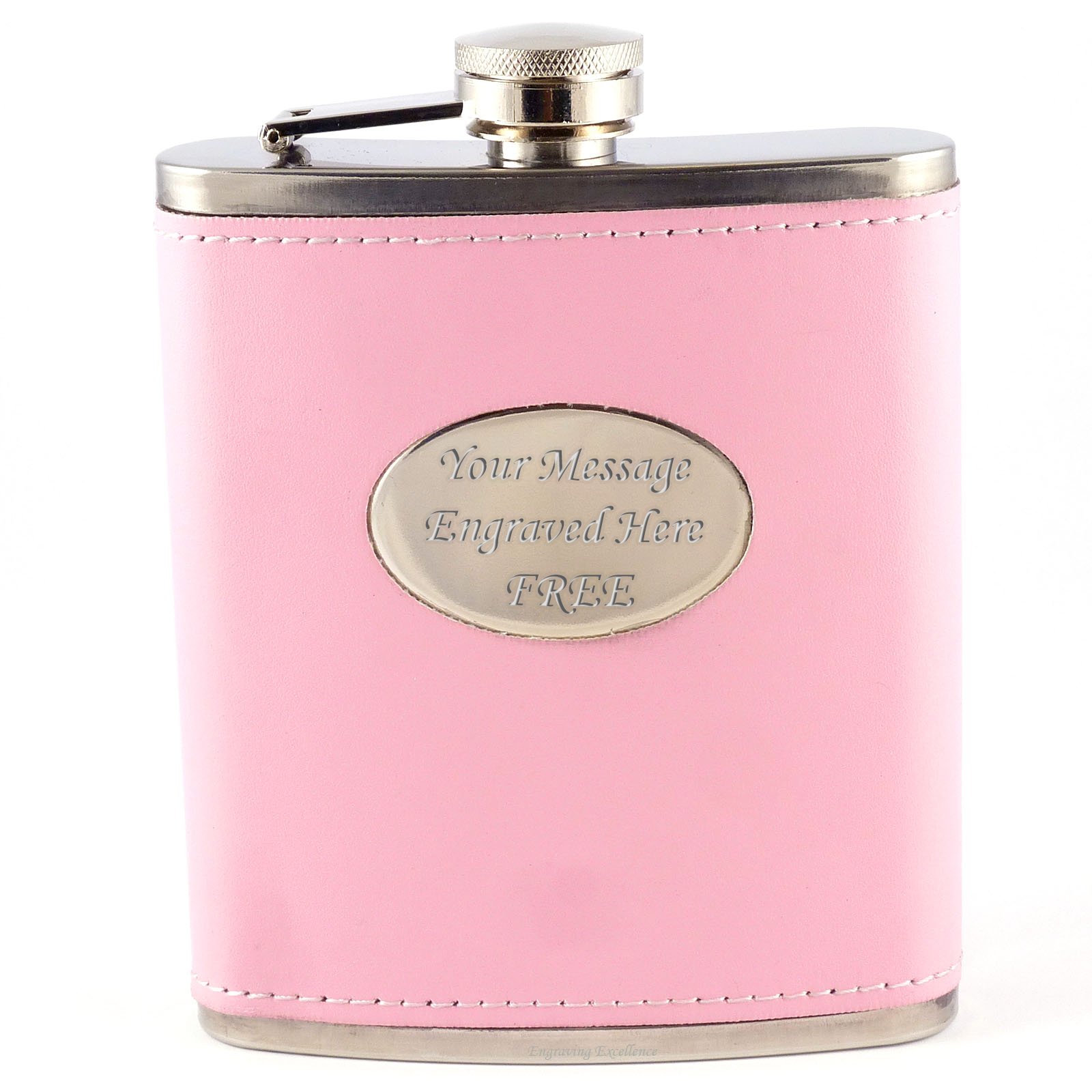 Charles Hendon Women's Pink Personalised Engraved Hip Flask 7Oz