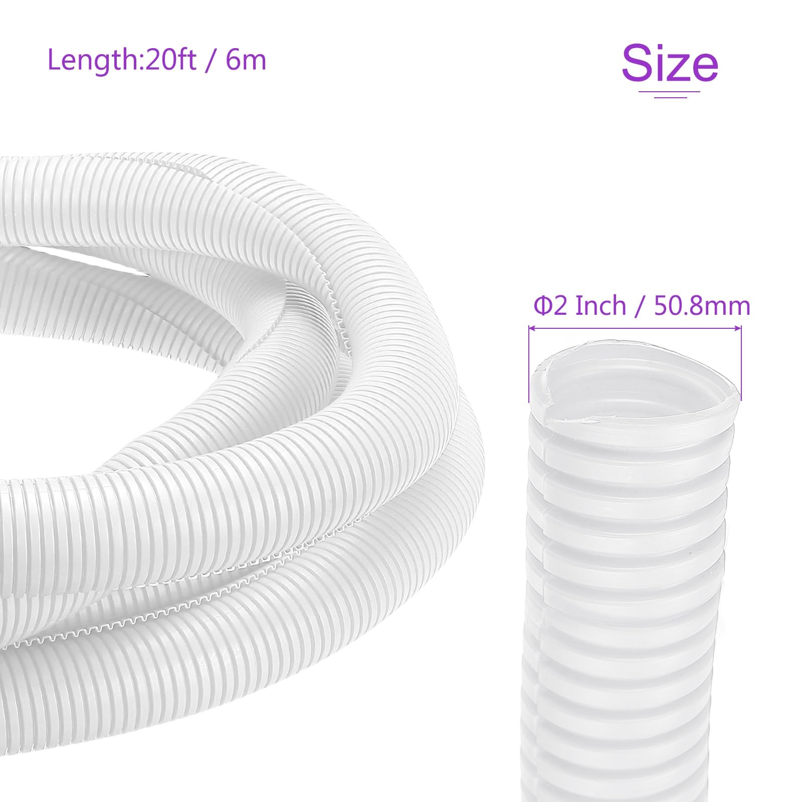 DMiotech 20ft Kabelschlauch Geteiltes Schlauchrohr 2 Zoll Kabel Schutz Für Büro Zuhause Garten Weiß