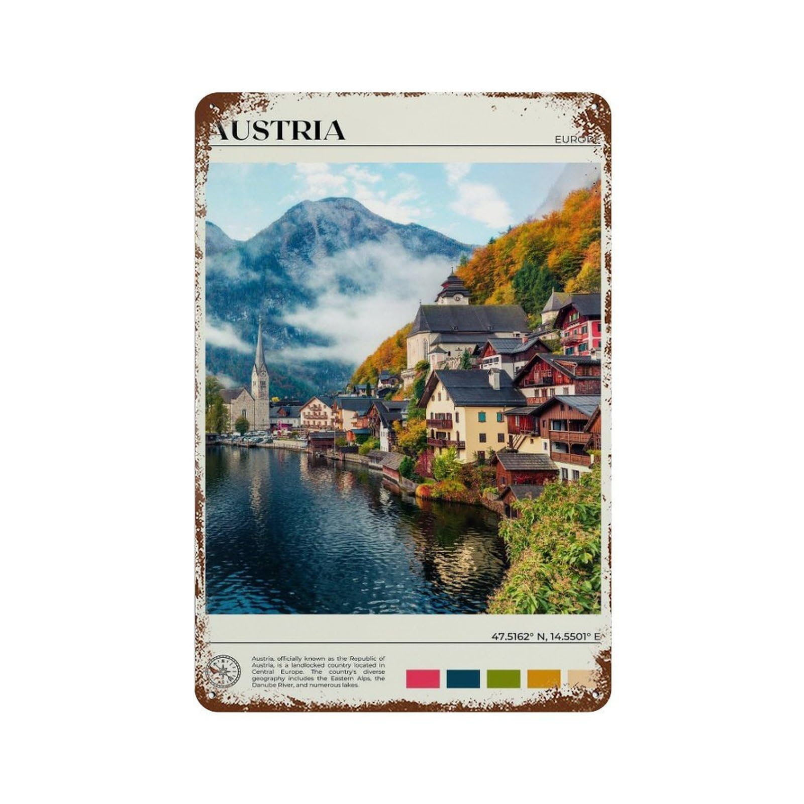 xiaoxiaoshen Real Photo Austria Decor Europe Wall Decor Art Metal Tin Poster Modern Home Decor Art Home Bar Shop Decorations Vintage Sign 30x20cm