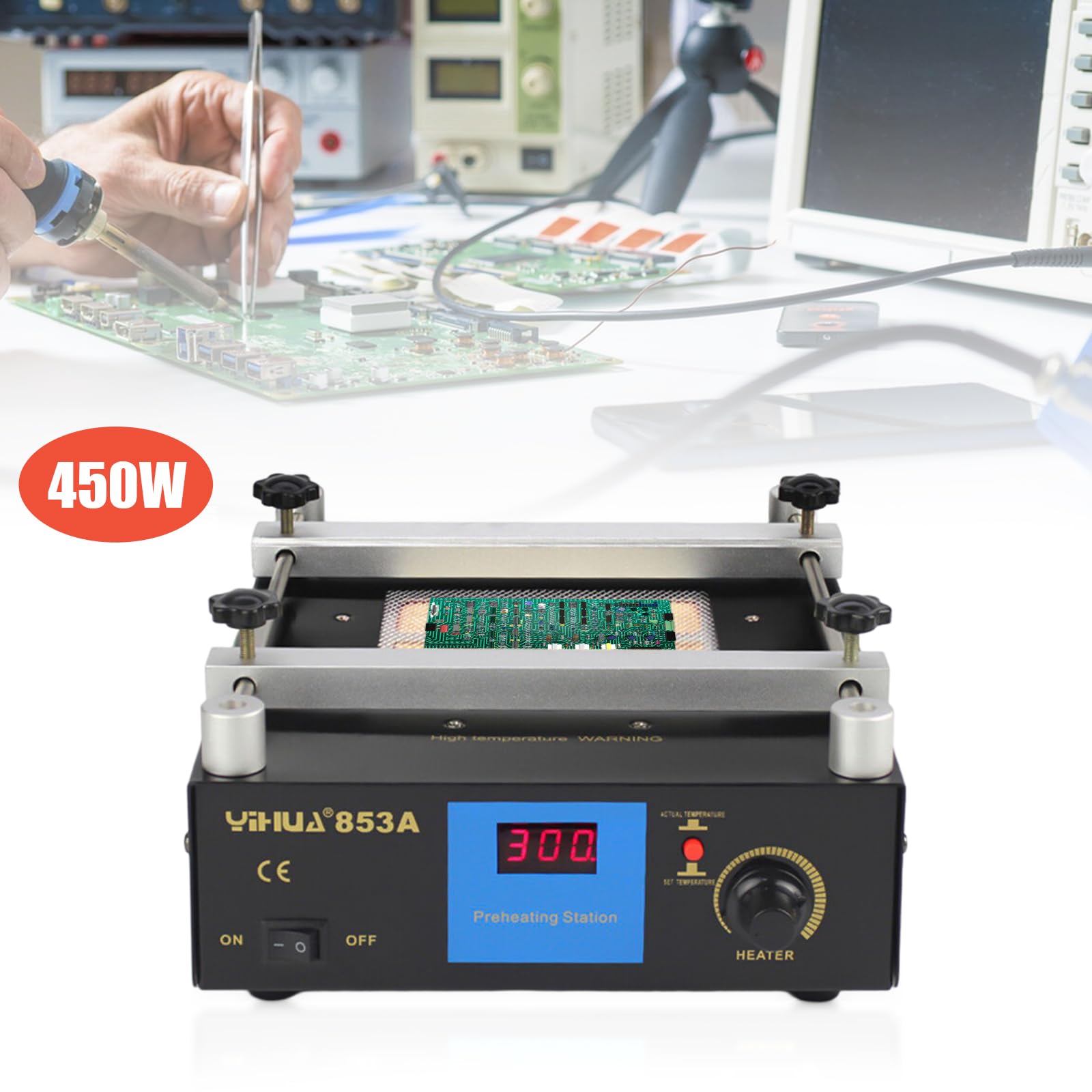 Precalentador, 450 W, 50-350 °C, placa de calefacción LED, PCB, precalentador, estación de soldadura, microordenador, placa de calefacción eléctrica, estación de precalentamiento, estación de