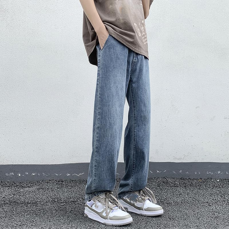 Men's Jeans Lightweight ice Silk Summer Casual Straight Leg Denim Pants3