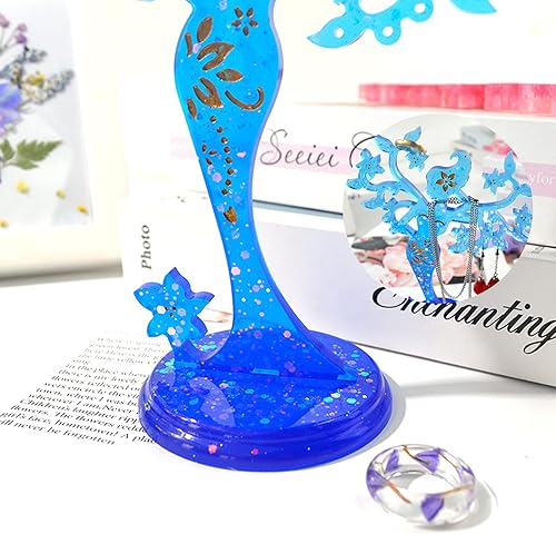 Miniatura 5 de Moldes de resina para organizador de joyas, moldes de silicona para soporte de collar de resina epoxi, moldes de resina epoxi para estante de