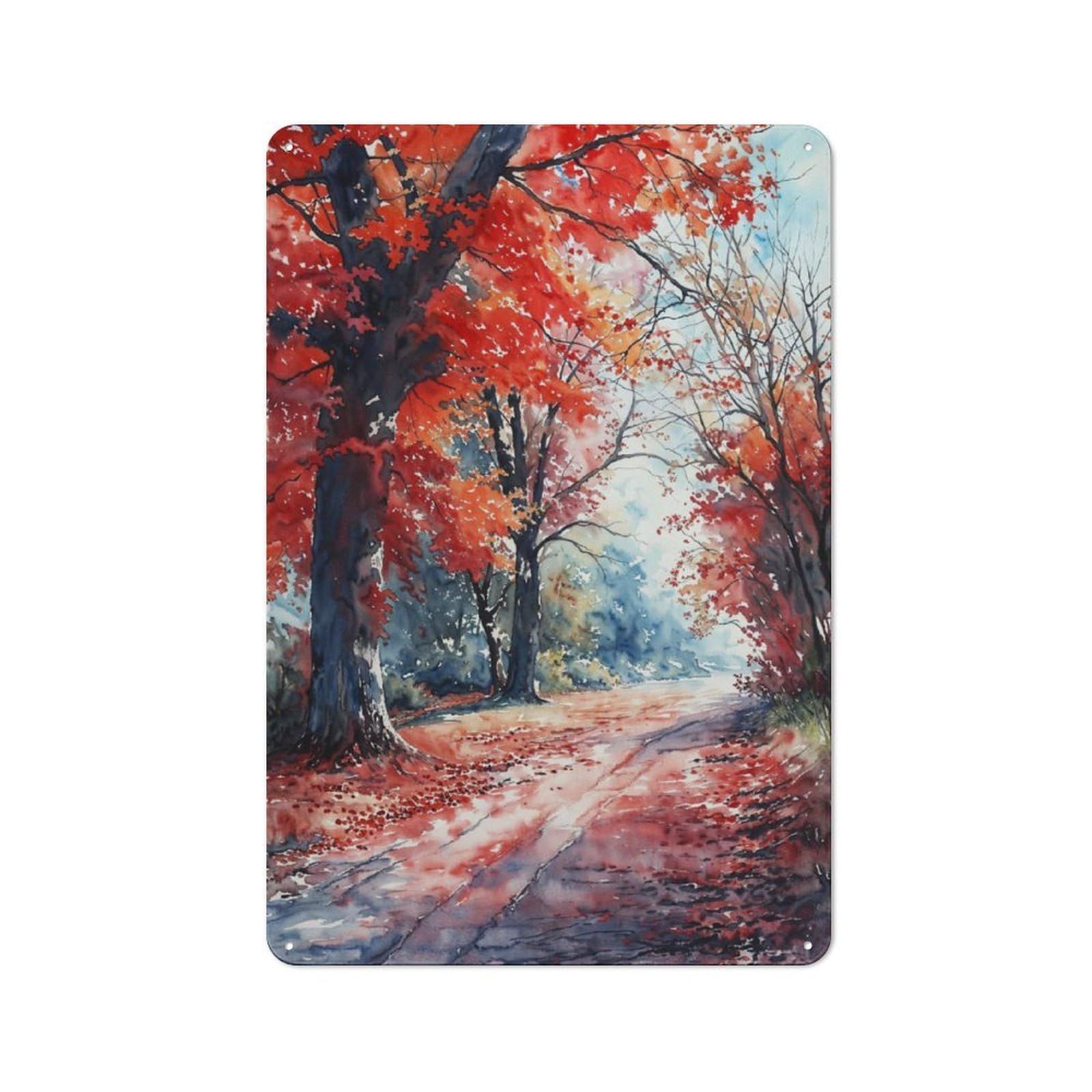 Junmoney Autumn Blaze Path Vintage Tin Sign 30X20cm With For Man Cave Or Games Room, Suited To Wall Displays In Games Rooms And Man Caves