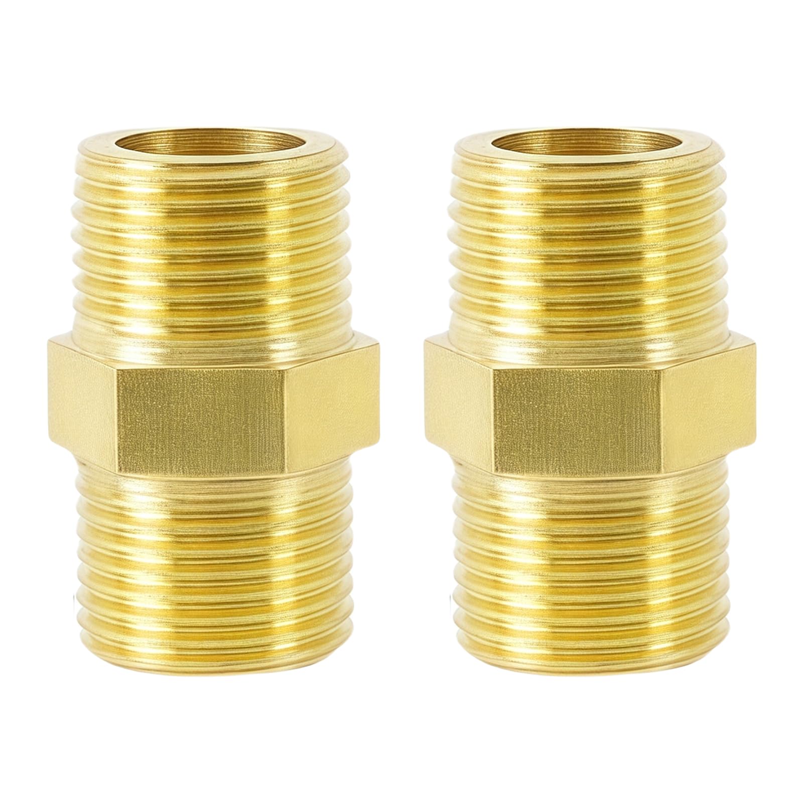 Strong Brass Threaded Coupling Erosion Resistant & Without Water Connectors Set for High Pressure Plumbing Systems Brass Male Threaded Straight Connector