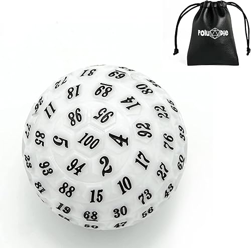 Vista 26 de Dados poliédricos de 100 caras, dados de juego individuales D100, cubo de 100 lados con bolsa negra, dado D100 de 1.890 in (rosa con número azul)