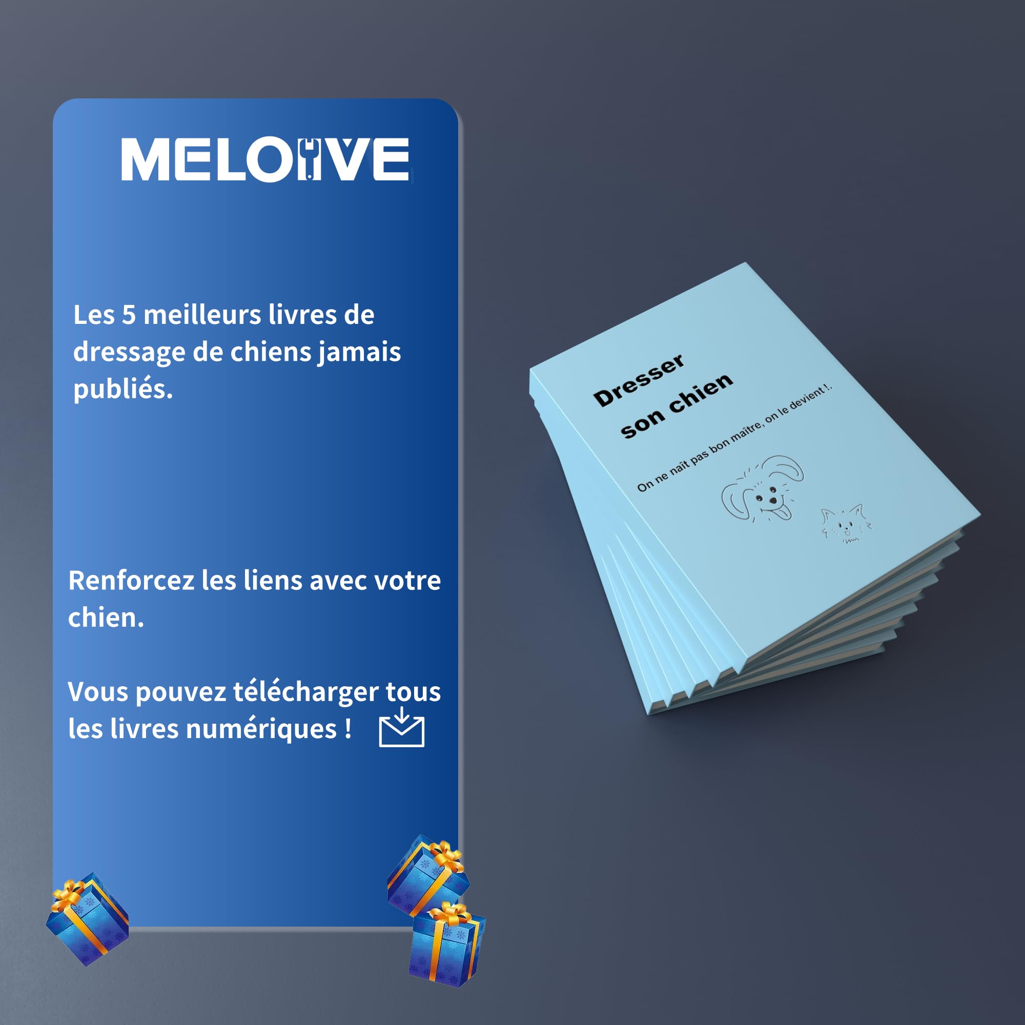 Meloive Collier Anti Aboiement Chien, Détection Intelligente des Aboiements, 4 Modes Vibration/Choc Statique/Son, 8 Niveau d'intensité, Rechargeable pour Gros Petit Chiens
