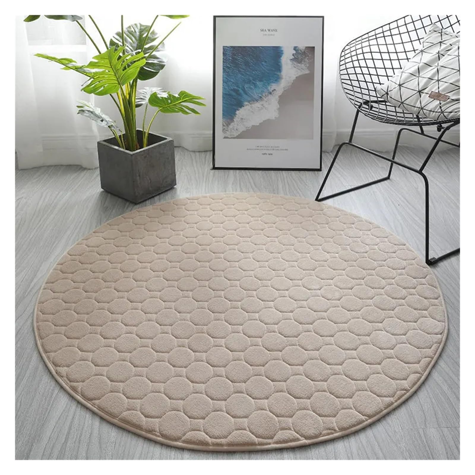 Tapis en polaire corail matelassé camel, l'élégance textile pour votre chambre