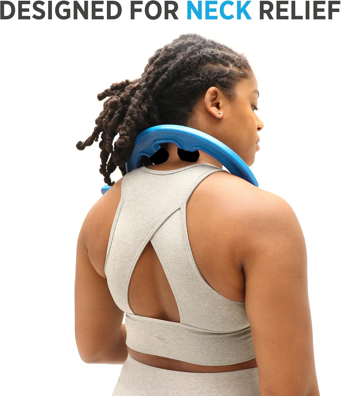 Tiger Tail Tiger Cane Back & Neck Massager – Trigger Point Deep Tissue Acupressure Therapy Cane Massage Hook with 7 Gription Knobs, 2-Piece Massage Tool for Muscle Knot & Shoulder Pain Relief, Blue