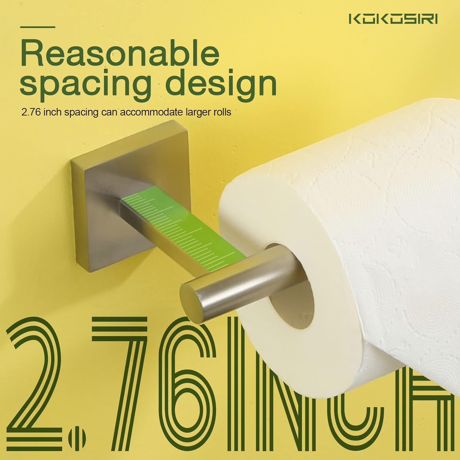 KOKOSIRI 20-Inch Bathroom Shelves Glass Floating Shelf Toilet Roll Holder Toilet Paper Holder Stainless Steel Brushed Nickel B1105BR-L20+B2005BR