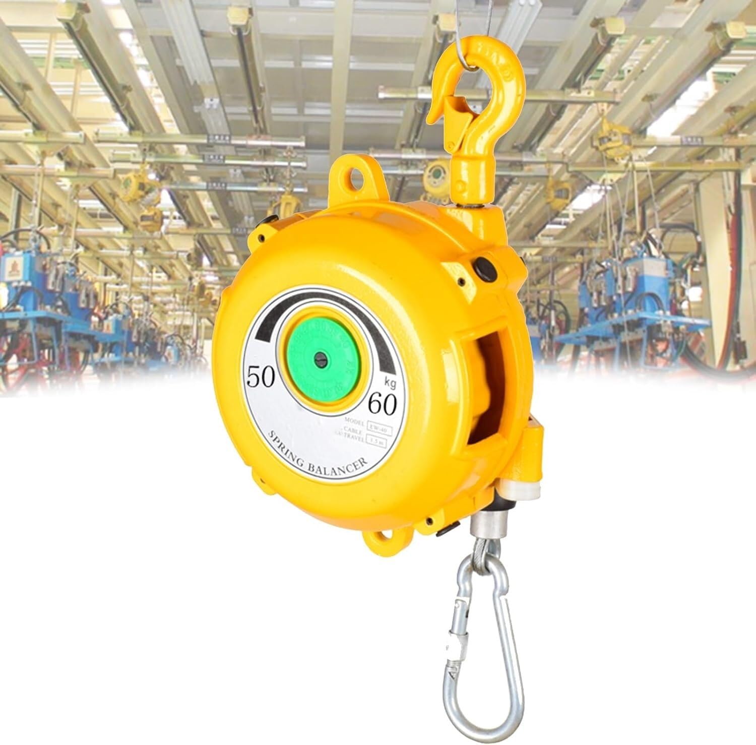 VUIKLCty Spring Balancer Tool Balancer With Wire Rope And Hook For Workshop And Automotive Equipment (Size : 50-60kg)