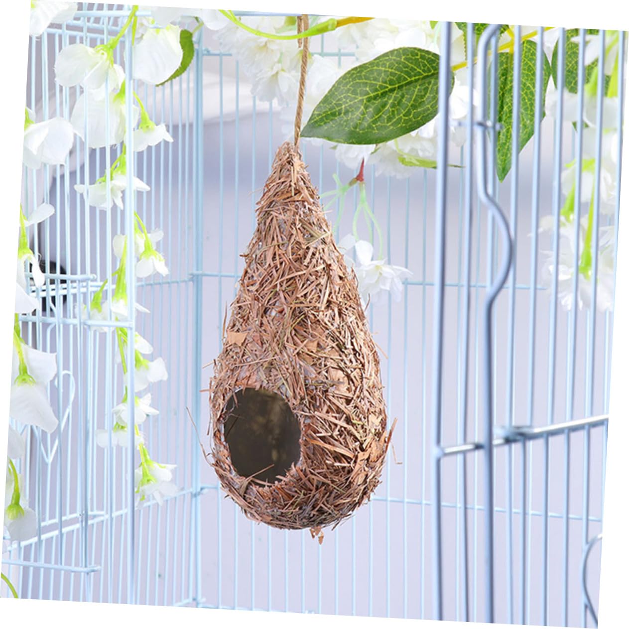 Set 5 Pezzi Nidi per Uccelli da Appendere in Paglia Intrecciata, Casetta Rustica Decorativa e Calda per Uccellini Piccoli per Giardino e Casa