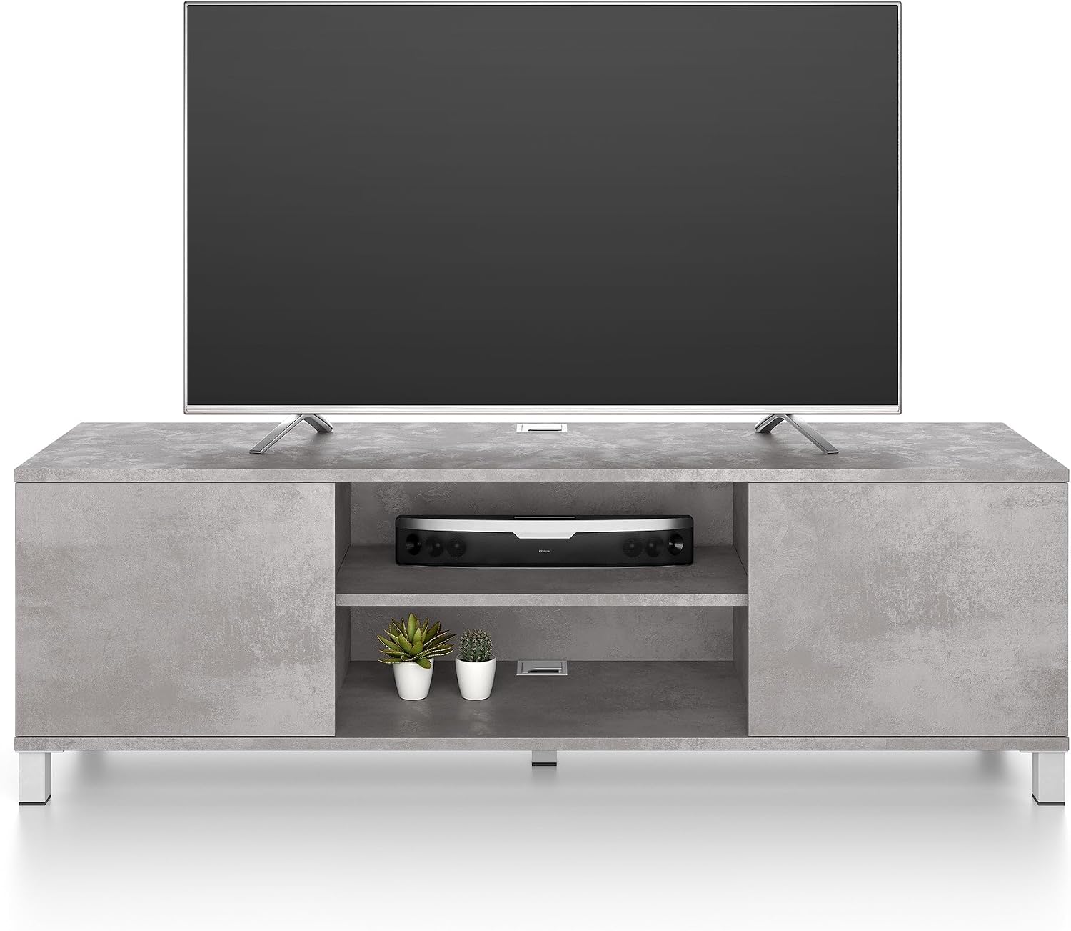 Mobili Fiver, Rachele TV Stand, Concrete Effect, Grey, Made in Italy